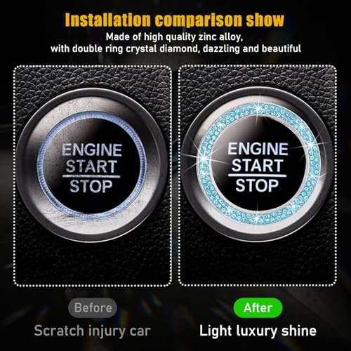 Kewucn Bling Crystal Double Rhinestone Car Engine Start - Product Imagery