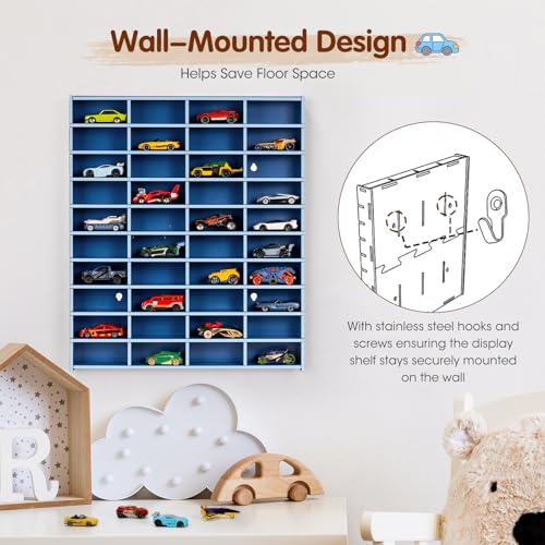 Krafetto 40-Slot Toy Car Display Shelf for 1/64 Cars, Wall - Product Imagery