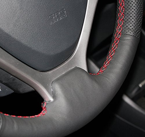 Loncky Carbon Fiber Black Genuine Leather Steering Wheel Cover - Product Imagery