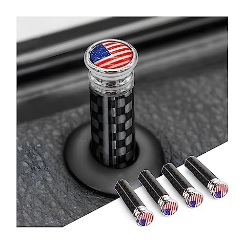 Moly Magnolia 4PCS Carbon Fiber Car Door Lock Knob Covers, Red - Product Imagery