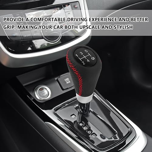 Car Gear Shift Knob with 4 Adaptive Parts,Leather 5 Speed Shift - Product Imagery