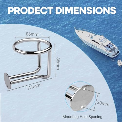 Boat Cup Holder, 2 Pcs Boat Ring Cup Holder, Stainless Steel - Product Imagery