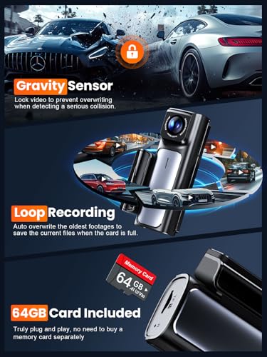 Affver 4K+2.5K Dash Cam Front and Rear, Built-in 5G WiFi 6 GPS - Product Imagery