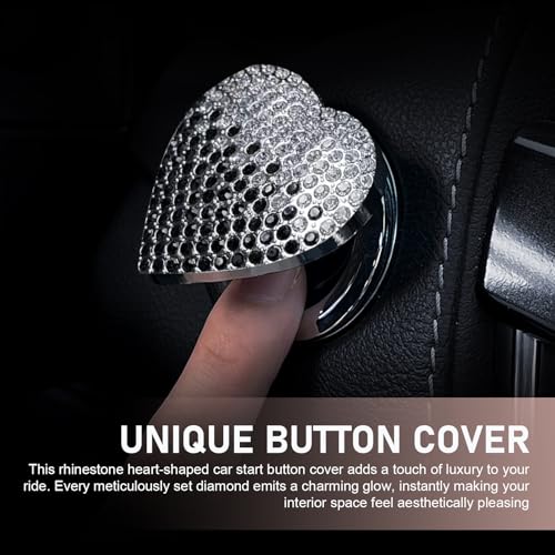 Bling Push Start Button Cover, Heart Start Stop Button Cover - Product Imagery