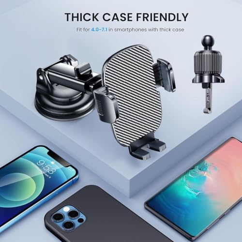 Phone Mount for Car Phone Holder [Military-Grade Suction & - Product Imagery