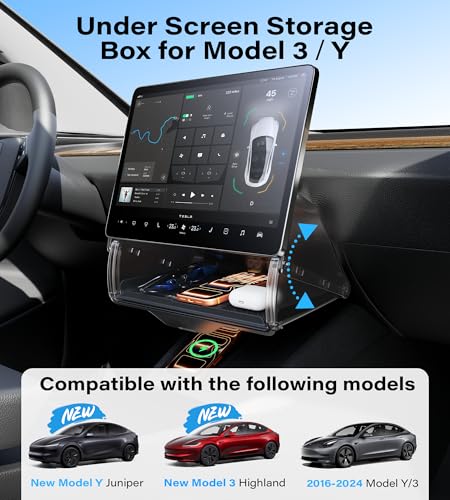 TAZENI for Tesla Model Y & 3 Under Screen Storage, fit Juniper, - Product Imagery