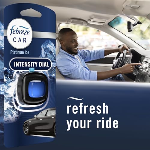 Febreze Car Air Freshener Vent Clip Platinum Ice Scent, .07 oz. - Product Imagery