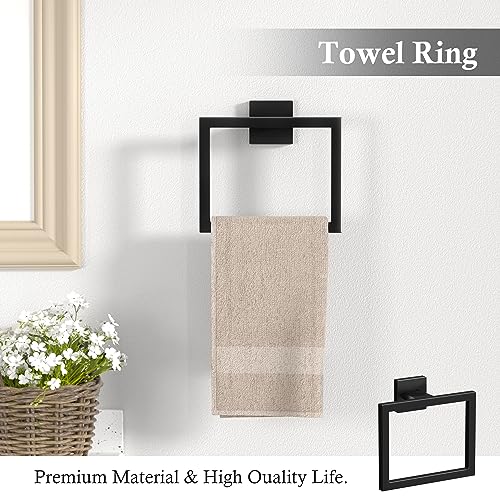 10-Pieces Matte Black Bathroom Accessories Set 23.6 Inch Towel - Product Imagery