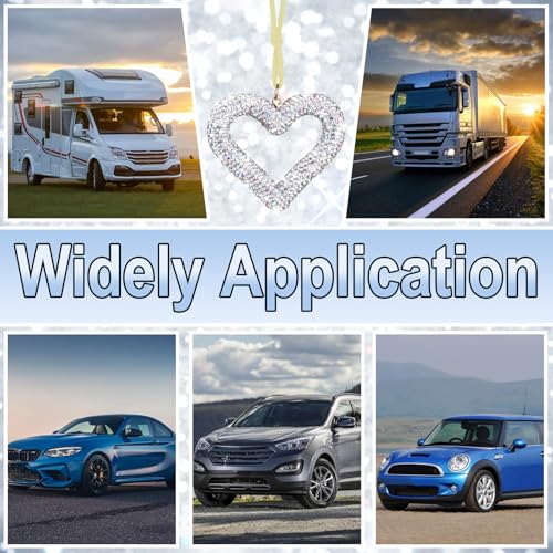 BFXM Bling Heart Car Hanging Accessories, Silver Bling Rear View - Product Imagery