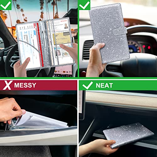 RSAquar Car Registration & Insurance Holder - Leather Glove Box - Product Imagery