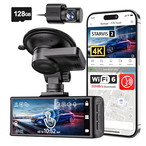 REDTIGER 4K STARVIS 2 Dashcam Front Rear, 5GHz WiFi 20MB/s, Free - Product Imagery
