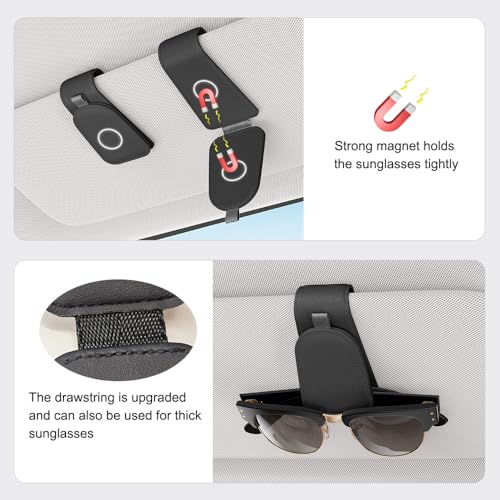 Sotfamily Magnetic Sunglass Holder for Car Visor, 2 Packs, Faux - Product Imagery