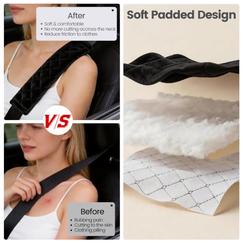 Amooca 2 Pack Seat Belt Covers Soft Shoulder Pad for Cars & - Product Imagery