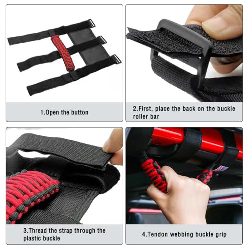 HZEL 2PCS Roll Bar Handles Compatible with Wrangler JK/JL/TJ, - Product Imagery