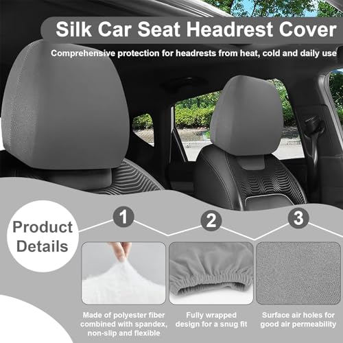 BFXM 2Pcs Car Seat Headrest Cover, Gray Flexible Car Headrest - Product Imagery
