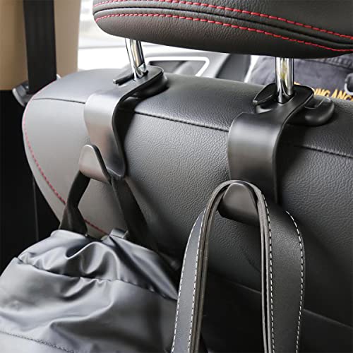 4 Pack Curved Headrest Hooks for Vehicle Seats, Black Style 2 - Product Imagery