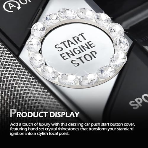 Car Bling Push Start Button Cover, Crystal Rhinestone Engine - Product Imagery