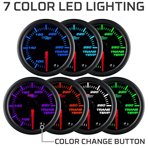 GlowShift Tinted 7 Color 260F Transmission Temp Gauge Kit, - Product Imagery