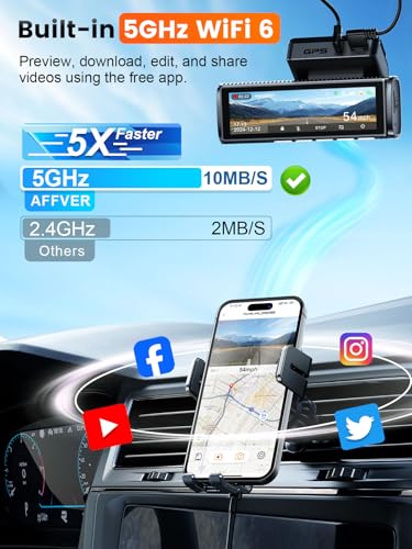 Affver 4K+2.5K Dash Cam Front and Rear, Built-in 5G WiFi 6 GPS - Product Imagery