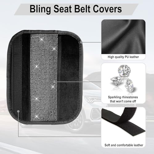 ecocstm 2 PCS Bling Car Seat Belt Shoulder Pads, Bling Seat Belt - Product Imagery
