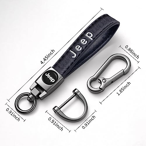 Genuine Leather Car Key Chain Compatible with Jeep Keychain Key - Product Imagery