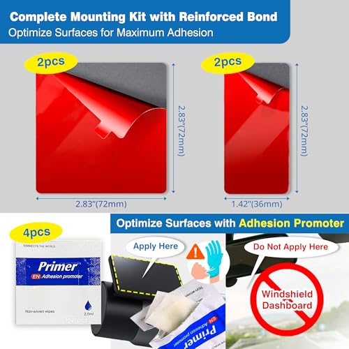 Tapsi 4-Pack Dash Cam Adhesive Replacement Pads, 2 Square & 2 - Product Imagery