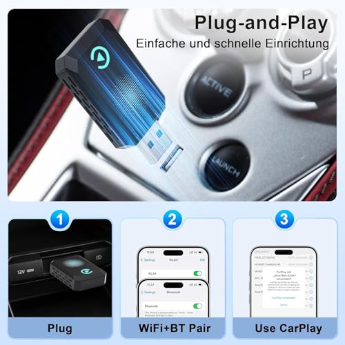 Wireless Carplay Adapter, Convert Wired to Wireless CarPlay, - Product Imagery
