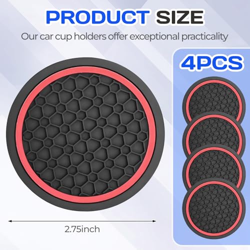 4PCS Car Cup Holder Coasters,Universal Auto Non-Slip Insert - Product Imagery