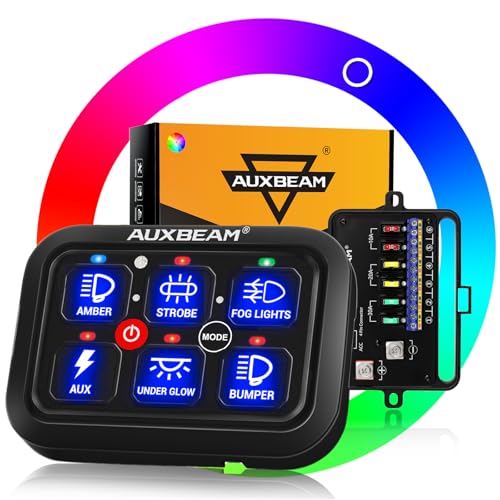 Auxbeam RA60 RGB 6 Gang Switch Panel w/Toggle Momentary Pulsed, - Product Imagery
