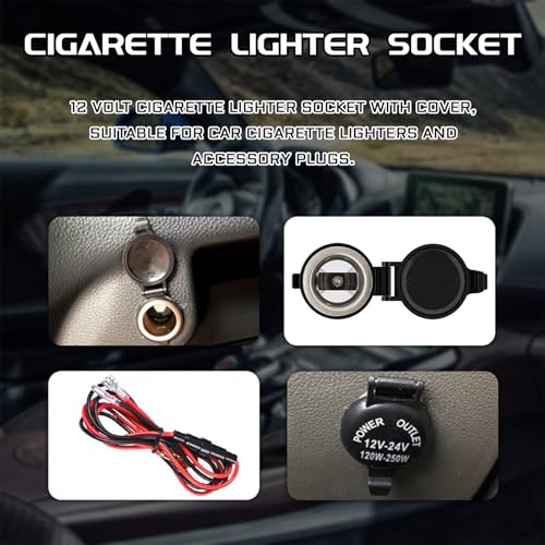 2PCS Cigarette Lighter Socket, 12V Car Cigarette Lighter Adapter - Product Imagery