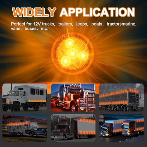 10Pack(5 Amber + 5 Red) 2" 4LED Round Trailer Side Marker Light - Product Imagery