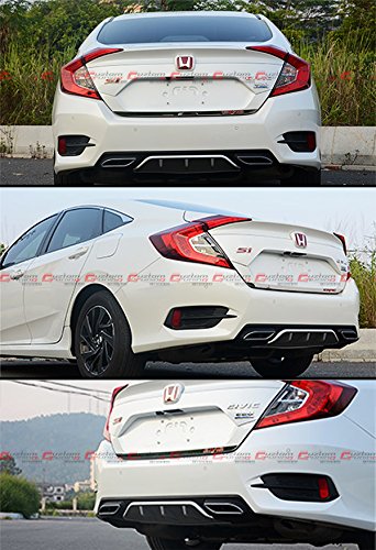 Silver Black Rear Bumper Diffuser W/Decorative Exhaust Tips - Product Imagery