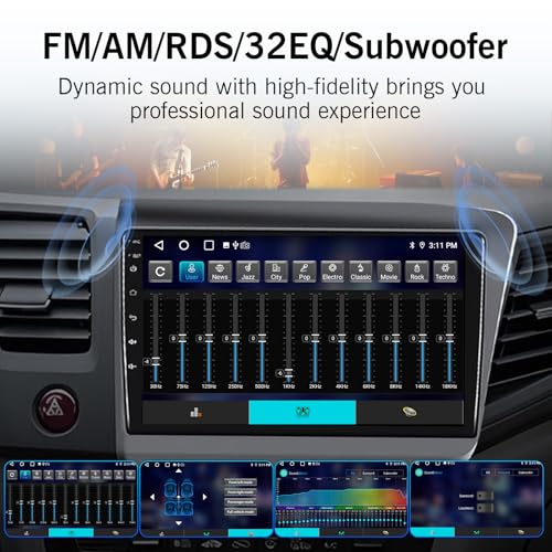 8 Core 4+32G 9" HD Car Radio Stereo for Honda Civic 2012-2015, - Product Imagery