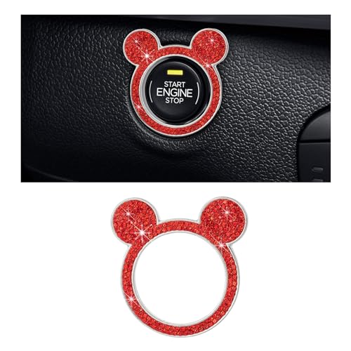 Augeny Bling Car Engine Start Button Cover, Rhinestone Key - Product Imagery