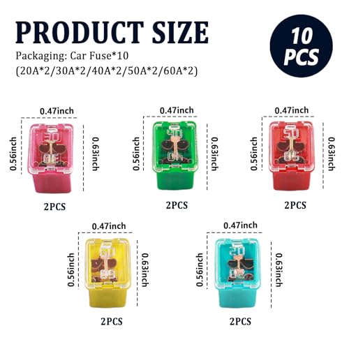 10PCS Car Fuse Kit,Low Car Fuses Assortment Kit Including - Product Imagery