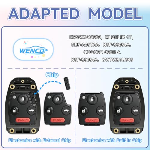 Key Fob Cover Replacement for Honda 2003-2015 Accord Civic CRV - Product Imagery