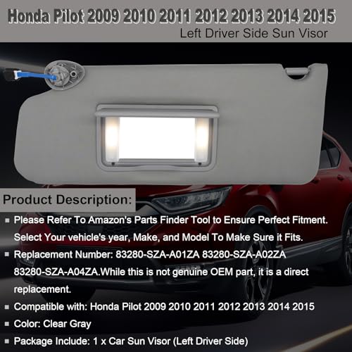 NHILES Driver Left Side Sun Visor Compatible with Honda Pilot - Product Imagery