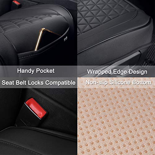 Black Panther Luxury Faux Leather Car Seat Cover Front Bottom - Product Imagery