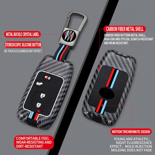 Zinc Alloy Carbon Fiber Style Smart Key Fob Case Cover Shell - Product Imagery