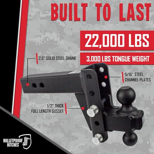 BulletProof Hitches - 2.5" Adjustable Heavy Duty Trailer Hitch - Product Imagery