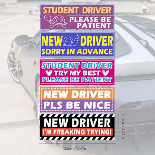 5Pcs Magnetic Car Stickers, Magnetic New Driver Stickers - Product Imagery