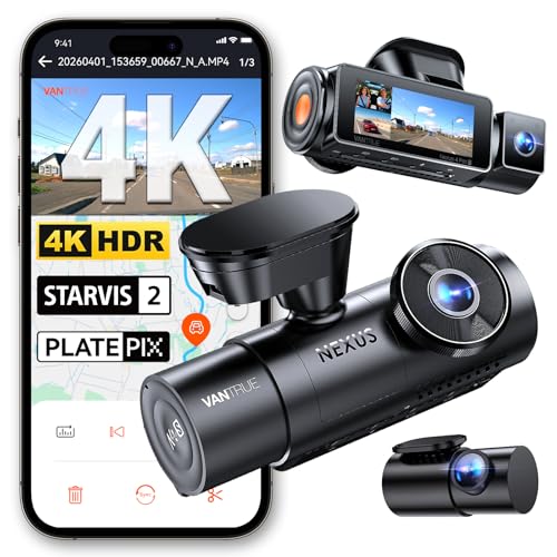 Vantrue N4 Pro S 4K 3 Channel Dash Cam, Triple STARVIS 2 HDR Car - Product Imagery