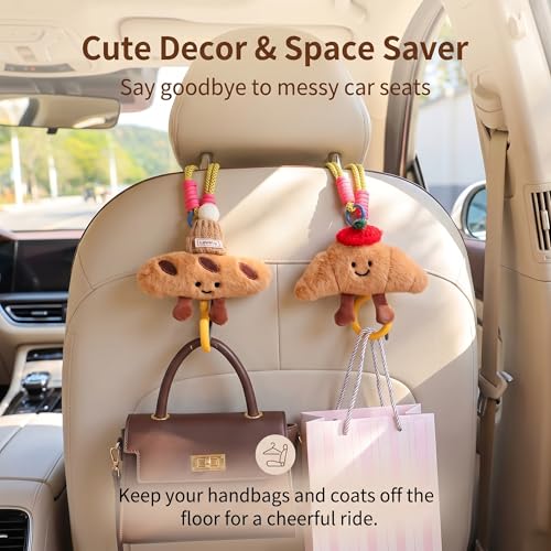 2 PCS Car Seat Headrest Hook, Croissant Baguette Shapes Storage - Product Imagery