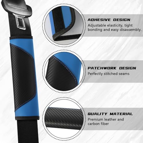2PCS Car Seat Belt Cover Pads, Seatbelt Shoulder Cushion (Blue) - Product Imagery