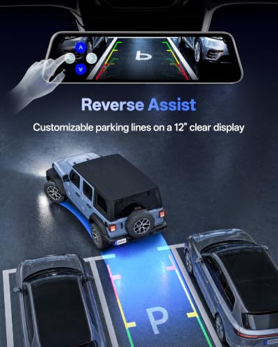 Pelsee S12 Native 4K + 2.5K Mirror Dash Cam, 64GB Card Included, - Product Imagery