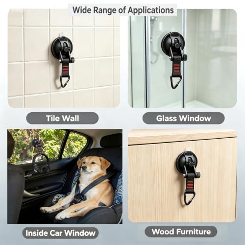4PCS Heavy Duty Suction Cup Hooks - Strong Suction Cups for Car - Product Imagery