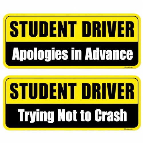 Lusinus Student Driver Magnet for Car - 2-Pack Reflective Funny - Product Imagery