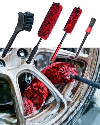 oesee Professional 4 Pack Long Handle Wheel Brush Kit for - Product Imagery