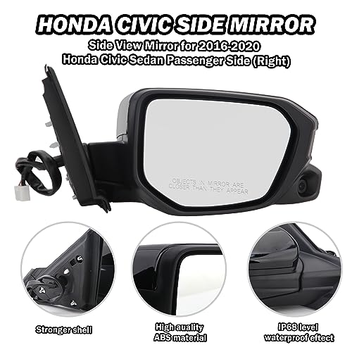 Passenger Side View Mirror Compatible with 2016-2021 Honda Civic - Product Imagery