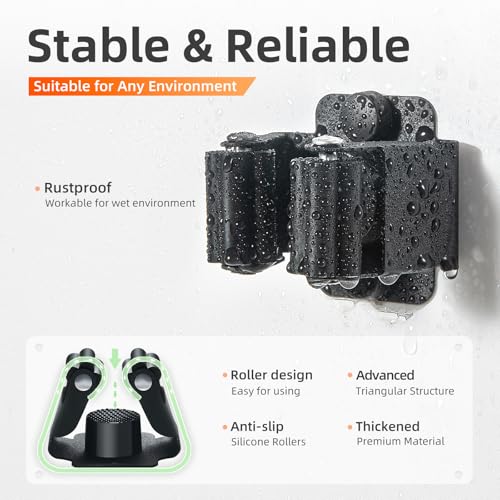 5 PCS Broom Holder Wall Mount, Upgraded Heavy Duty Mop and Broom - Product Imagery
